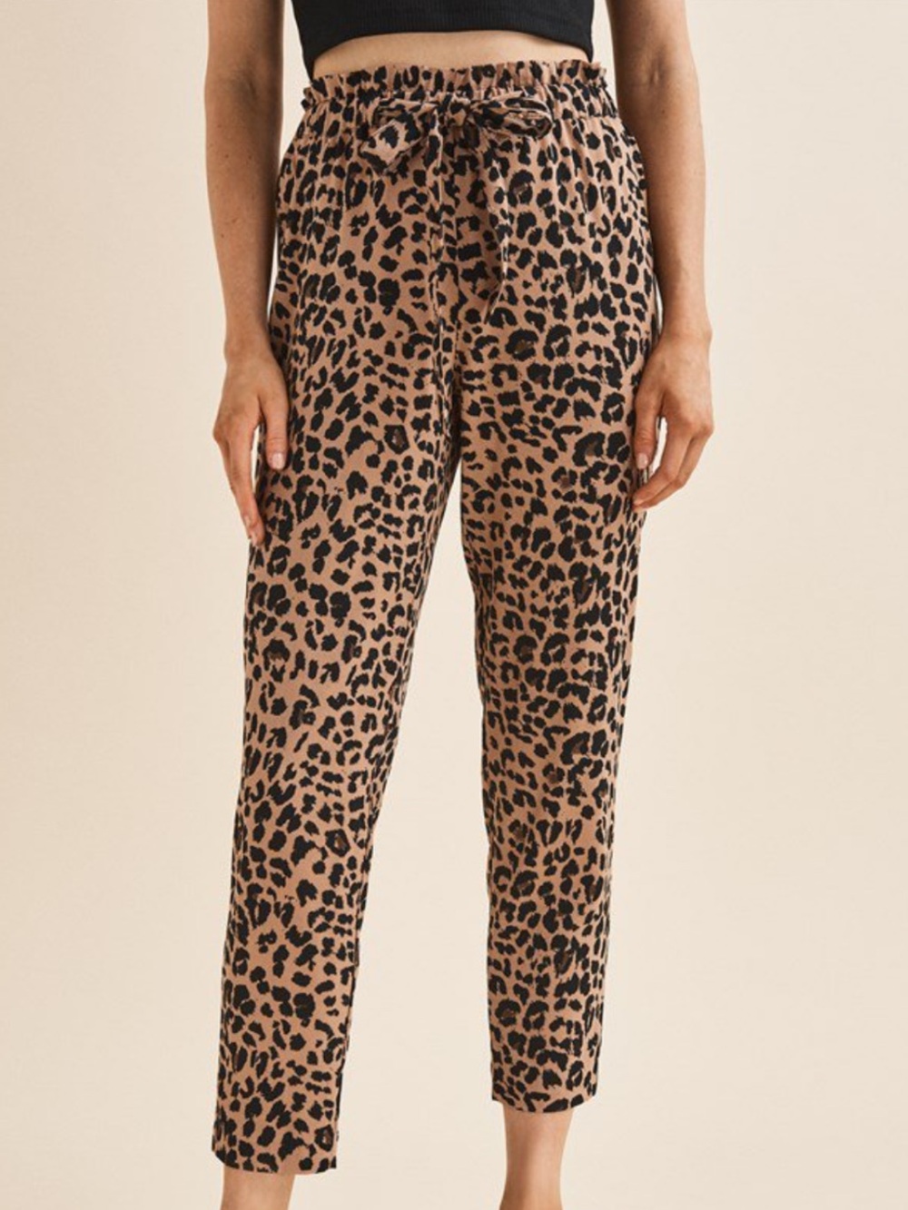 Dynamite Leopard Print Paperbag Waist Ankle Pants/Trousers [Size Small]